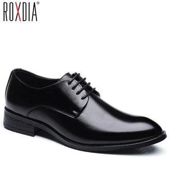 ROXDIA men wedding shoes microfiber leather formal business pointed toe for man dress shoes men's oxford flats RXM081 size 39-48